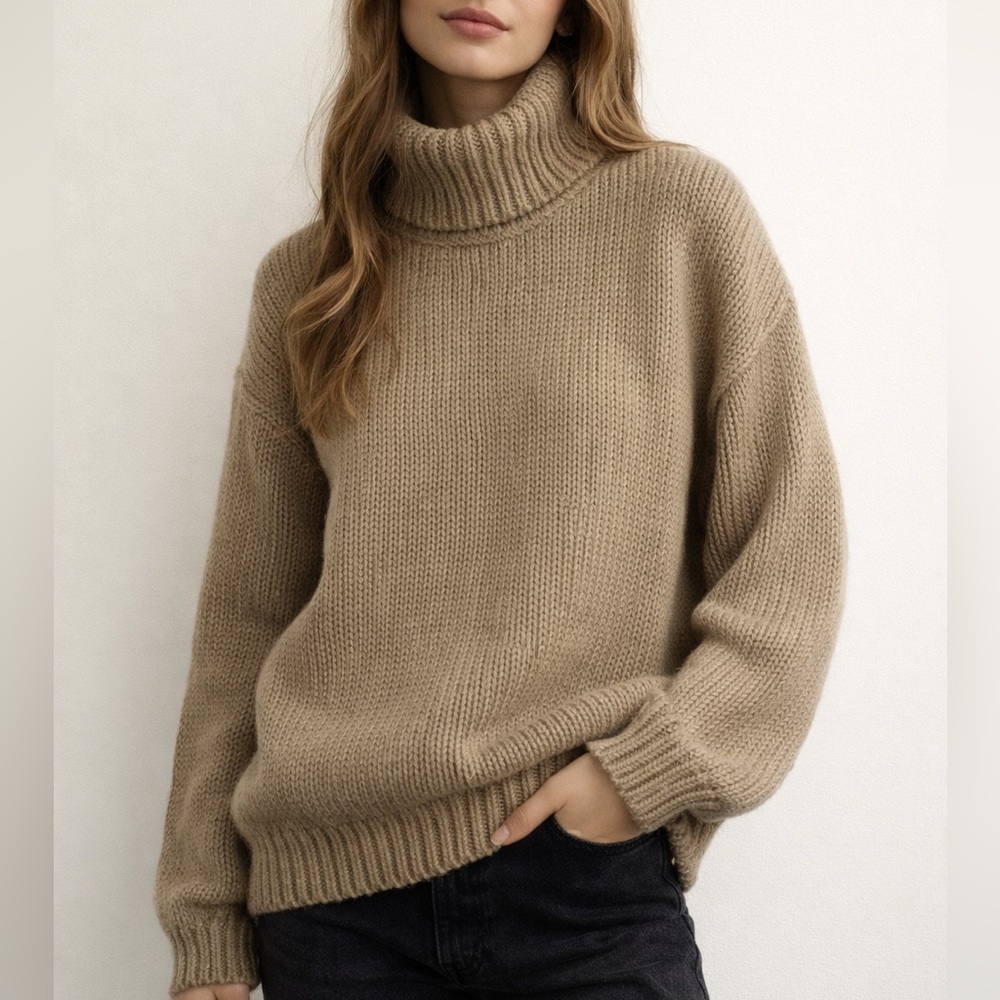 Cozy Tan Turtleneck Sweater